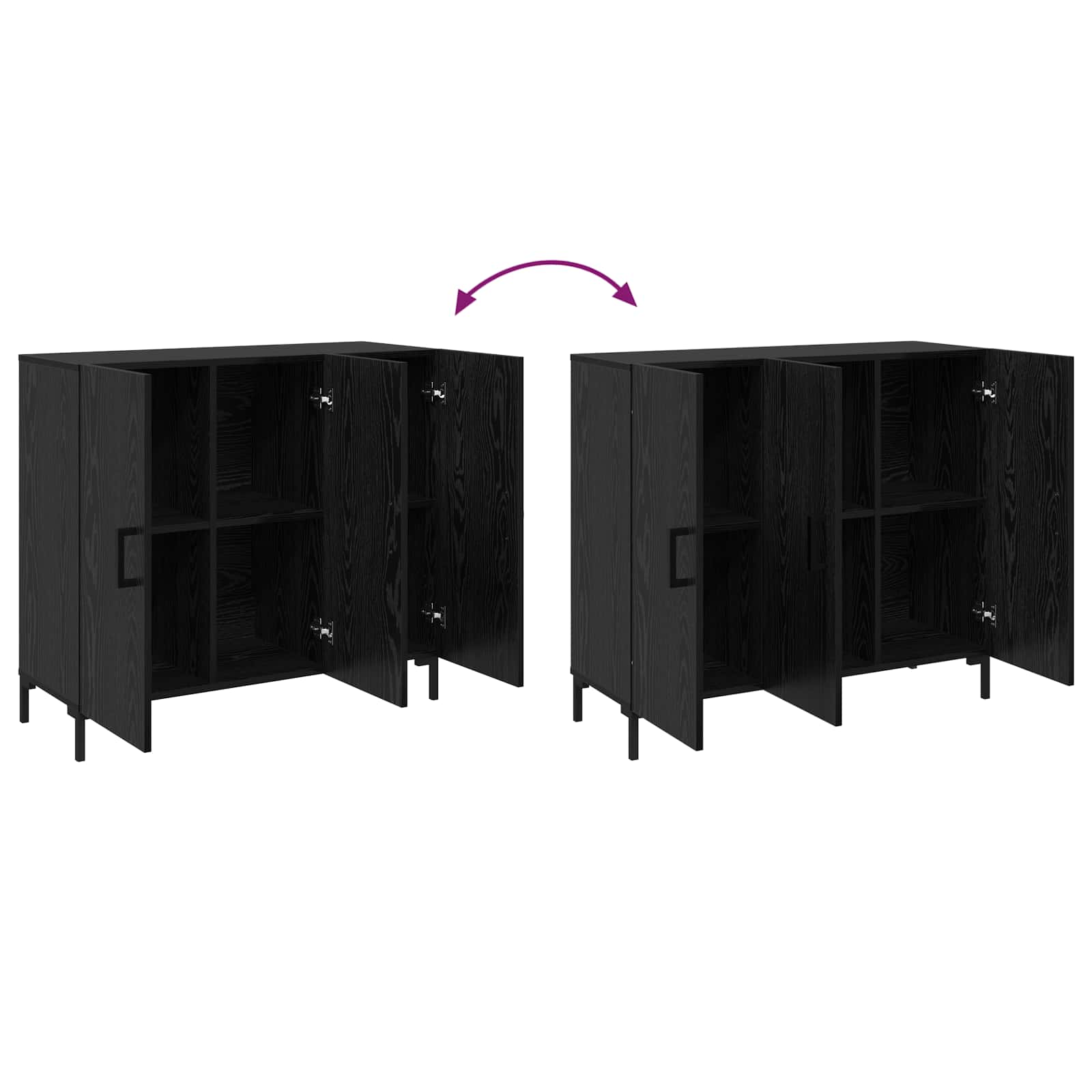 Sideboard Schwarz Eichen-Optik 90 x 34 x 80 cm Holzwerkstoff