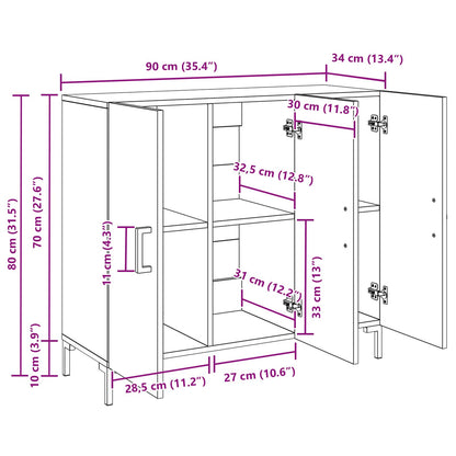 Sideboard Schwarz Eichen-Optik 90 x 34 x 80 cm Holzwerkstoff
