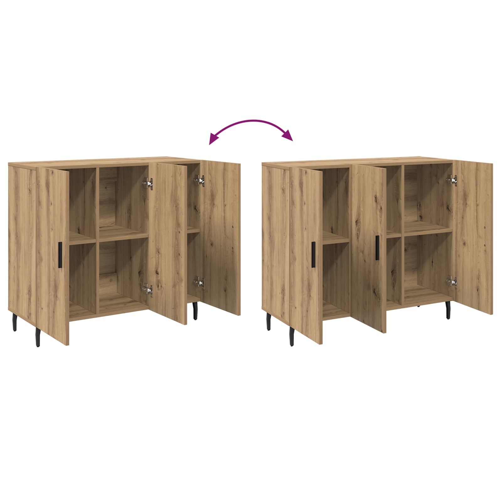 Sideboard Artisan-Eiche 90 x 34 x 80 cm Holzwerkstoff