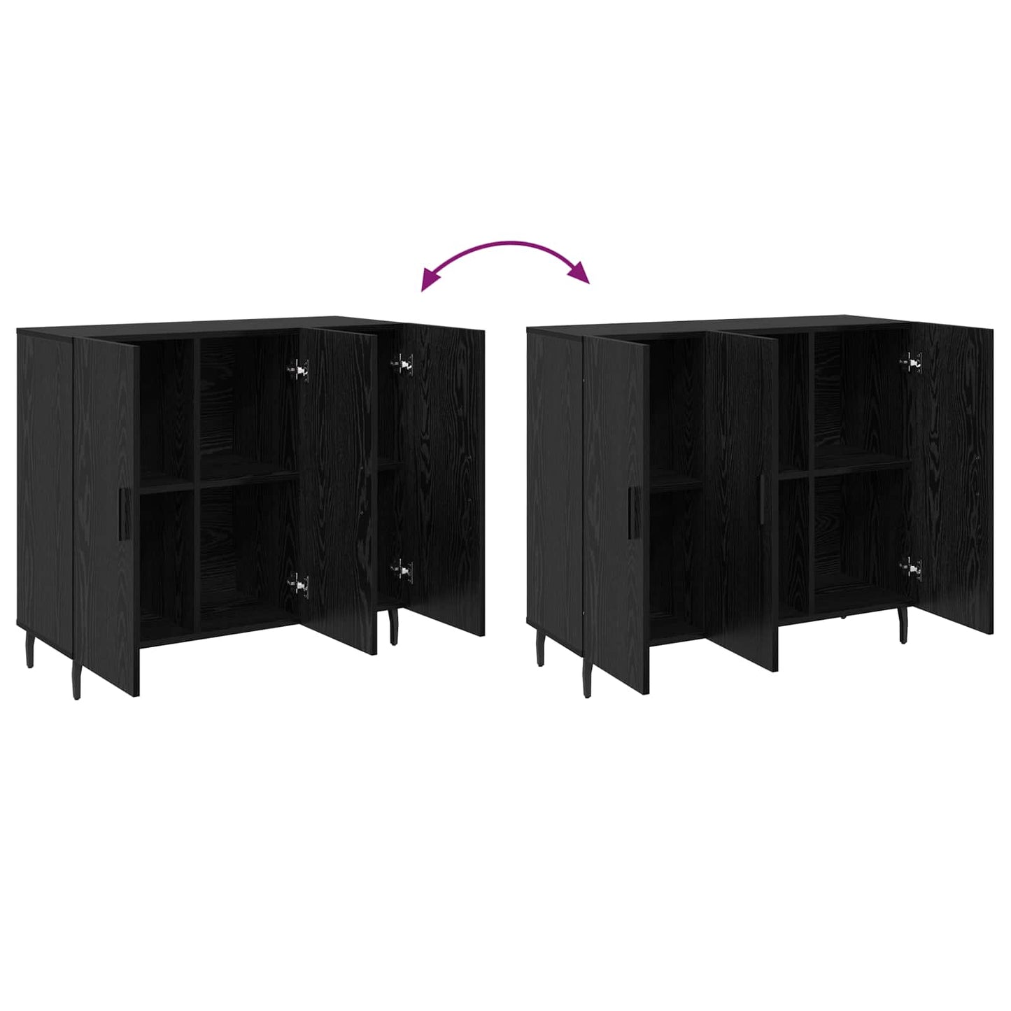 Sideboard Schwarz Eichen-Optik 90 x 34 x 80 cm Holzwerkstoff
