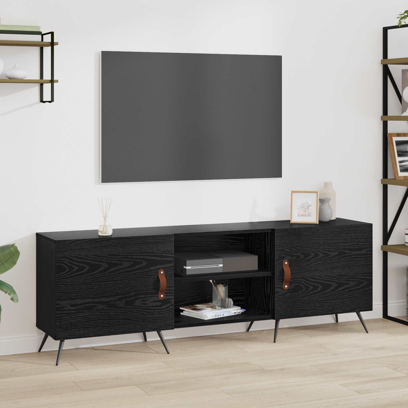 TV-Schränk 150 x 30 x 50 cm Schwarz Eichen-Optik Holzwerkstoff