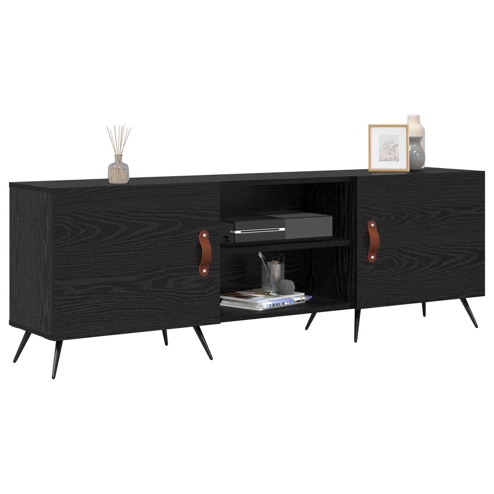 TV-Schränk 150 x 30 x 50 cm Schwarz Eichen-Optik Holzwerkstoff