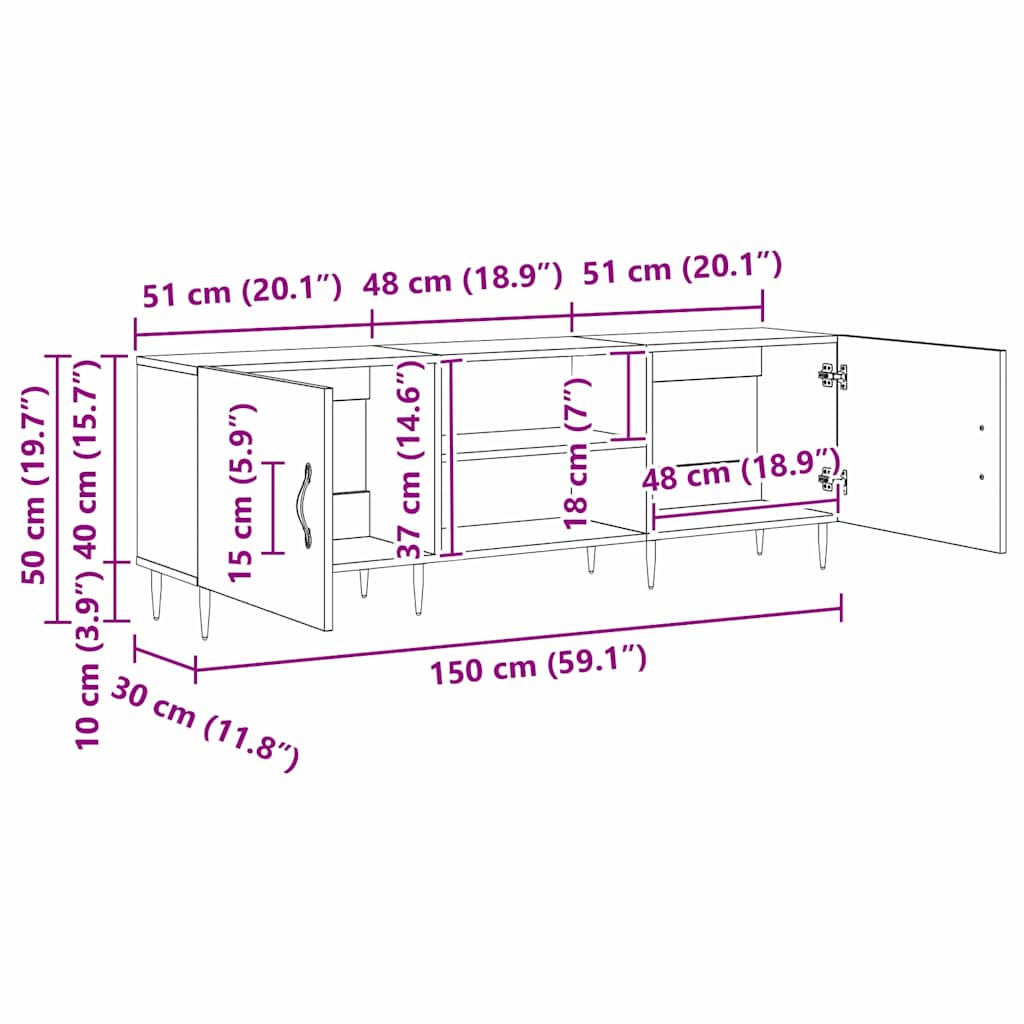 TV-Schränk 150 x 30 x 50 cm Altholz Holzwerkstoff