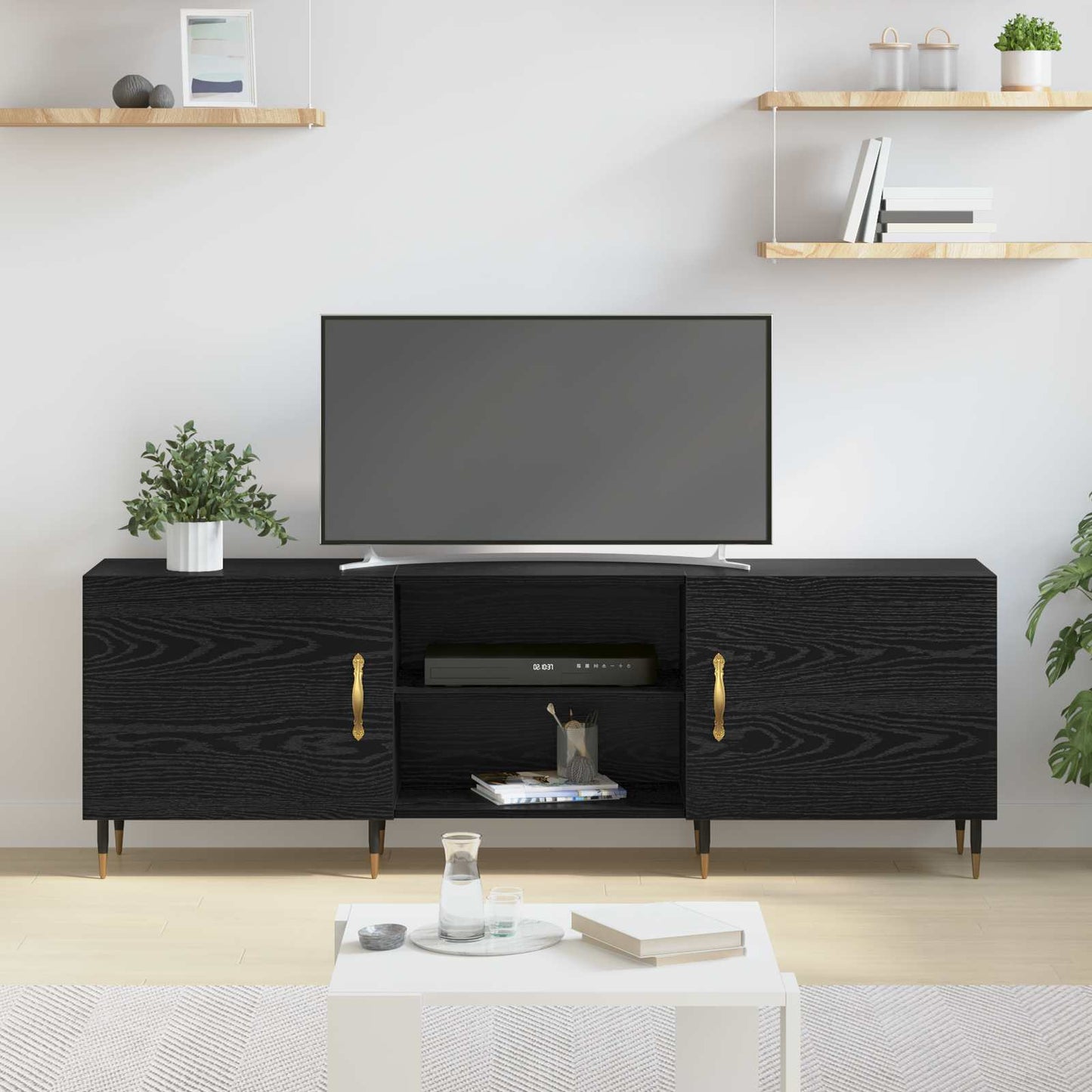 TV-Schränk 150 x 30 x 50 cm Schwarz Eichen-Optik Holzwerkstoff