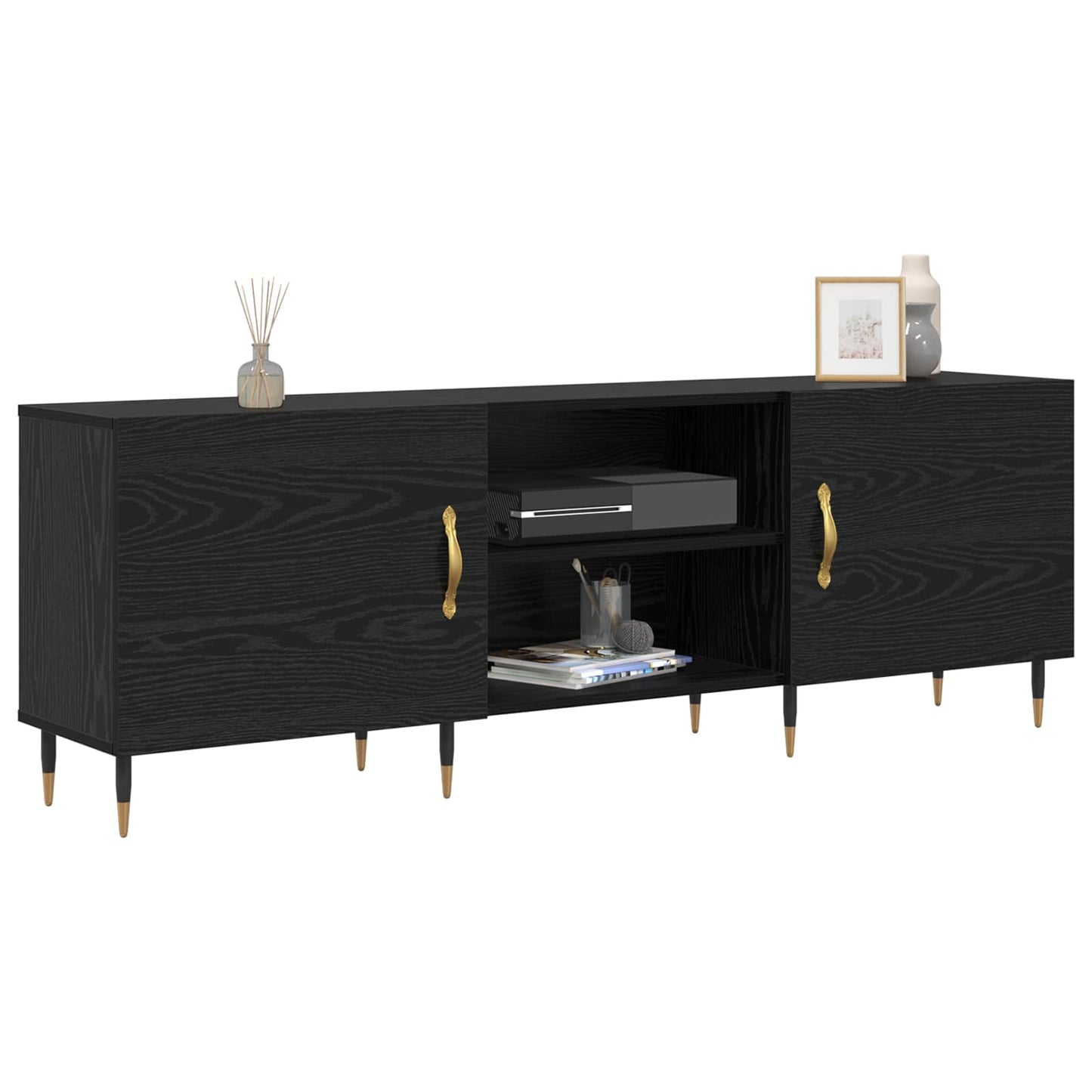 TV-Schränk 150 x 30 x 50 cm Schwarz Eichen-Optik Holzwerkstoff