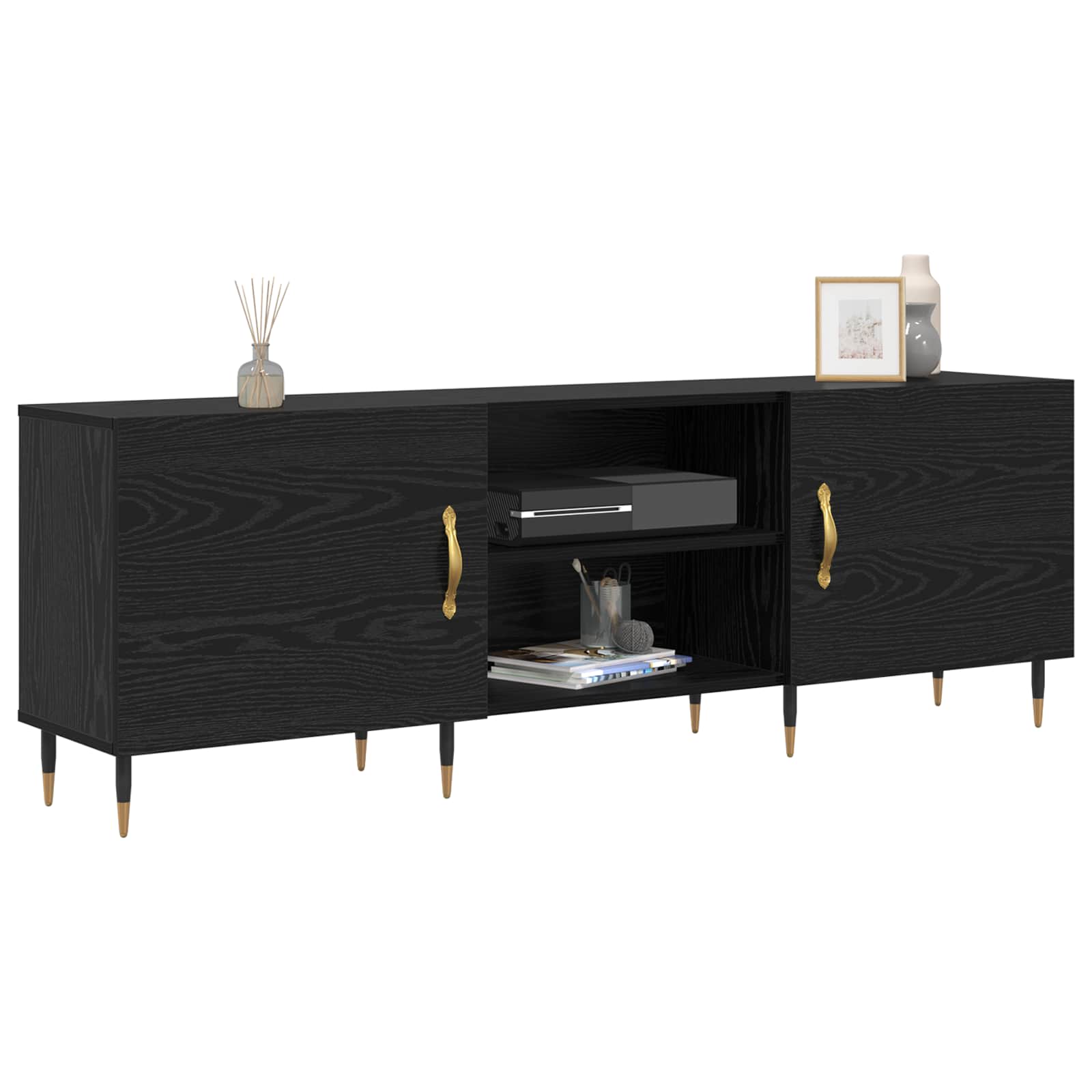 TV-Schränk 150 x 30 x 50 cm Schwarz Eichen-Optik Holzwerkstoff