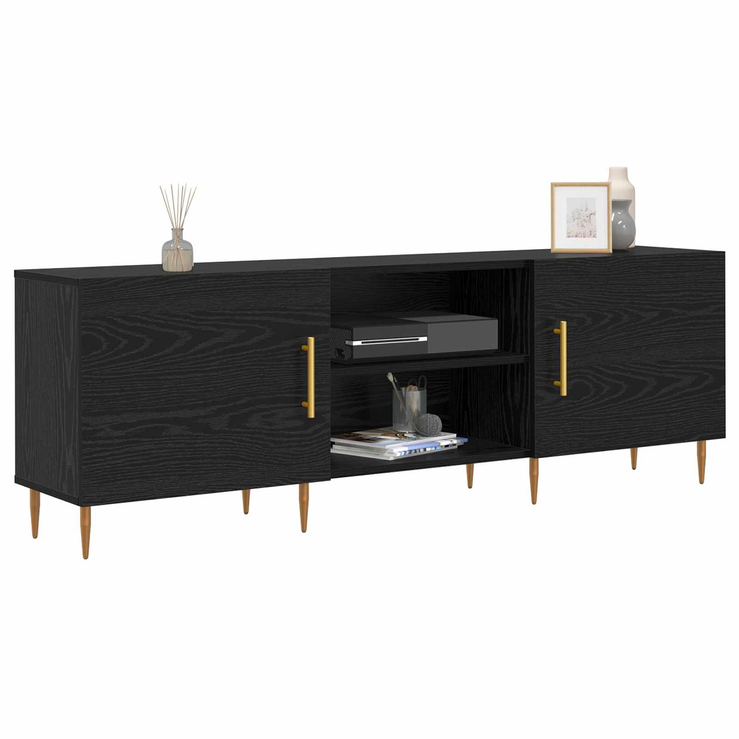 TV-Schränk 150 x 30 x 50 cm Schwarz Eichen-Optik Holzwerkstoff