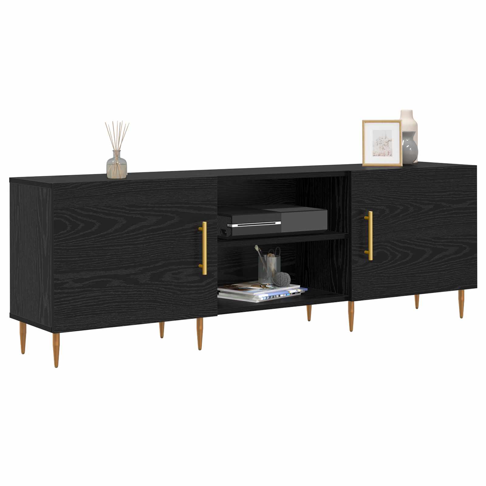 TV-Schränk 150 x 30 x 50 cm Schwarz Eichen-Optik Holzwerkstoff