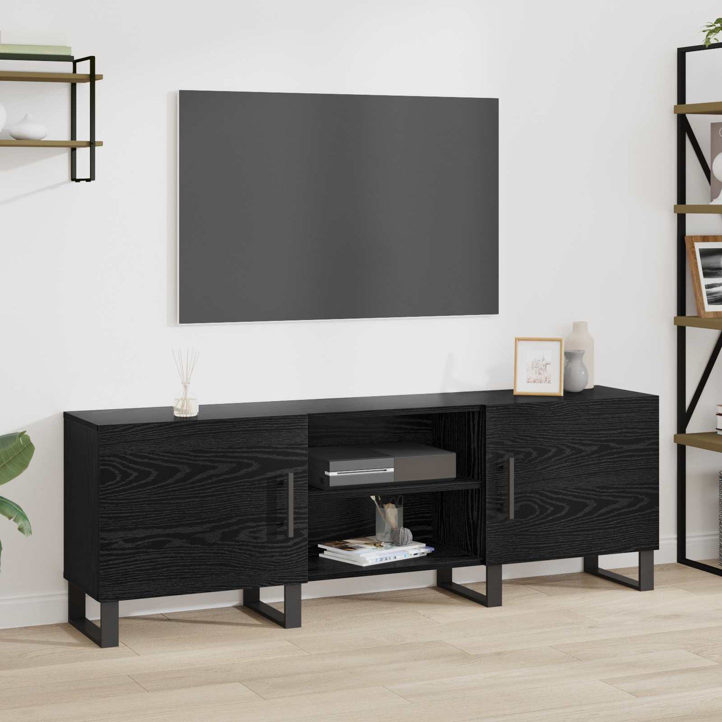 TV-Schränk 150 x 30 x 50 cm Schwarz Eichen-Optik Holzwerkstoff
