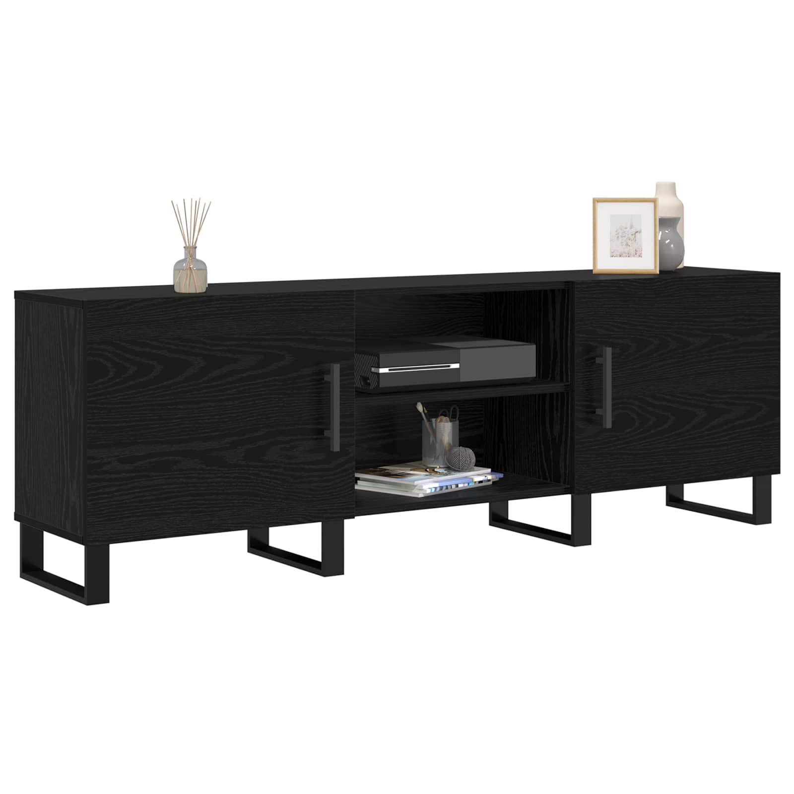 TV-Schränk 150 x 30 x 50 cm Schwarz Eichen-Optik Holzwerkstoff