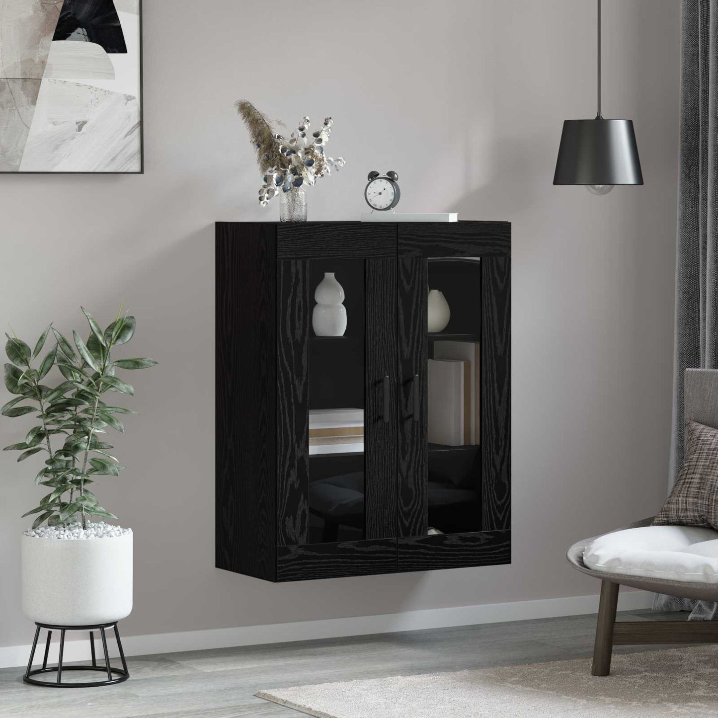 Sideboard Schwarz Eichen-Optik 69,5 x 34 x 90 cm Holzwerkstoff