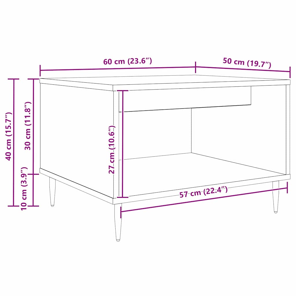 Couchtisch Schwarz Eichen-Optik 60 x 50 x 40 cm Holzwerkstoff