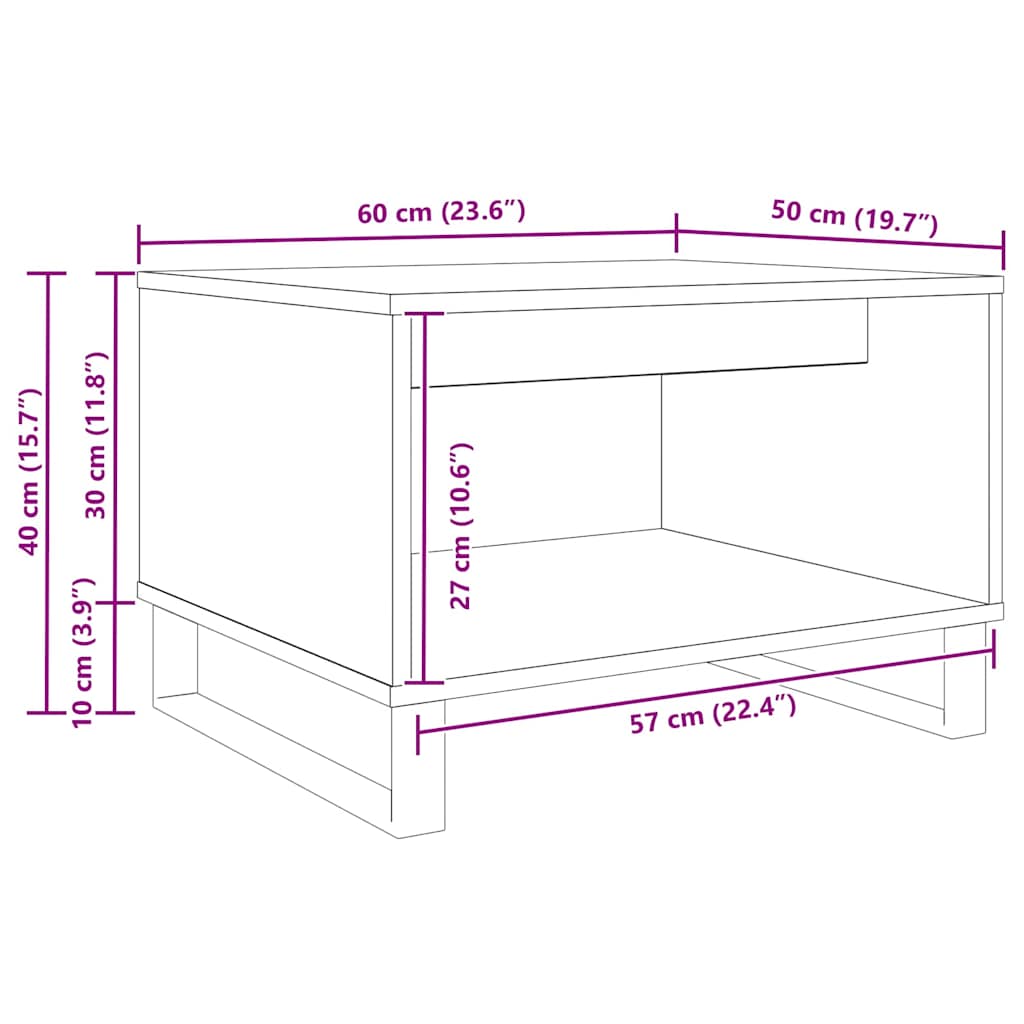 Couchtisch Altholz 60 x 50 x 40 cm Holzwerkstoff