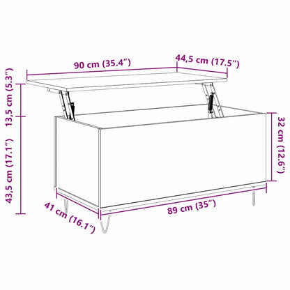 Couchtisch Artisan-Eiche 90 x 44.5 x 45 cm Holzwerkstoff