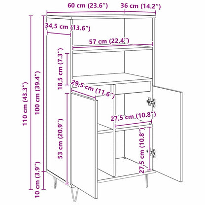 Hochboard Braun 60 x 36 x 110 cm Holzwerkstoff