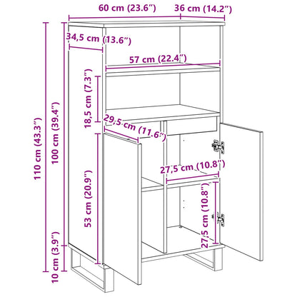 Hochboard Schwarz 60 x 36 x 110 cm Holzwerkstoff