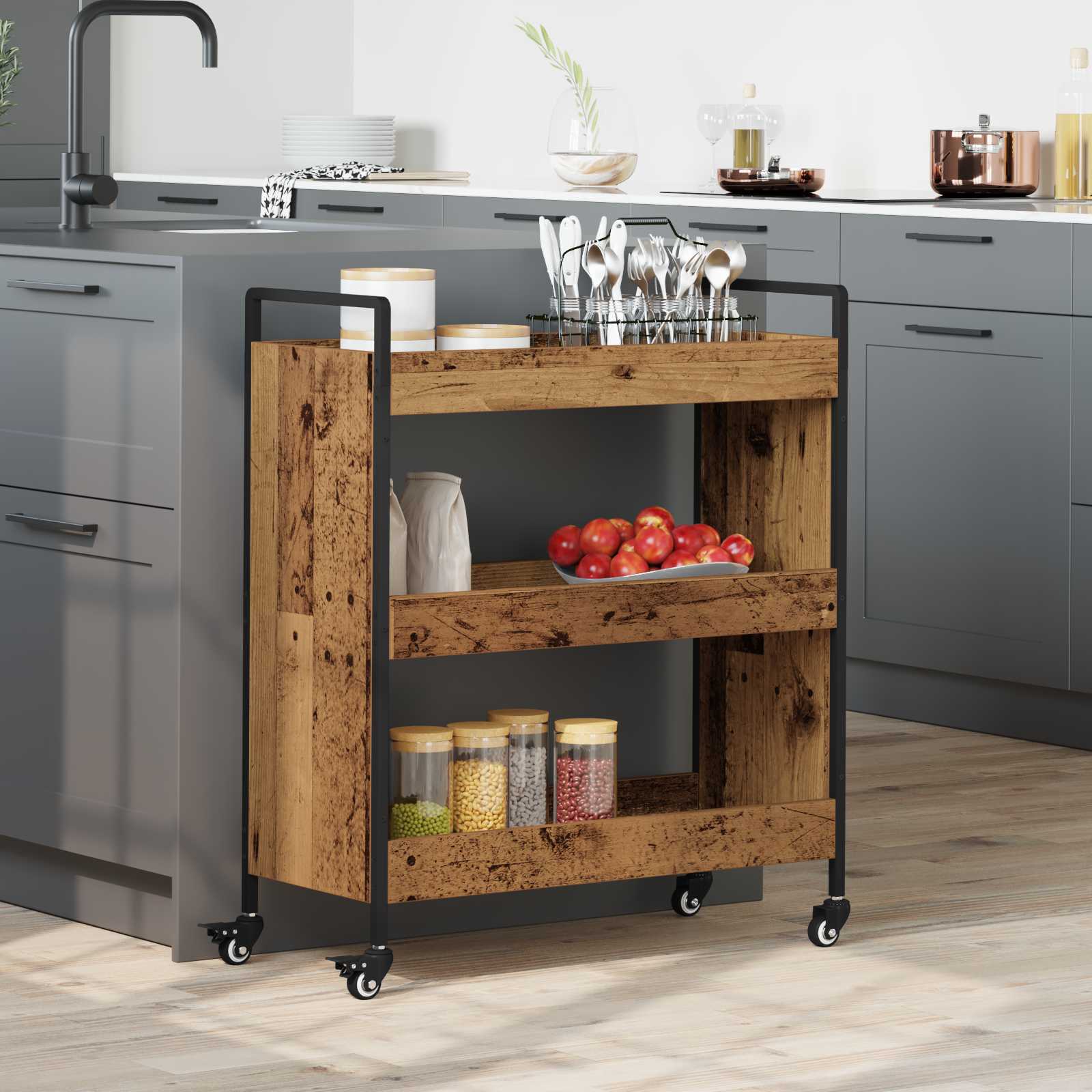 Küchentrolley Altholz 70 x 30 x 82 cm Holzwerkstoff