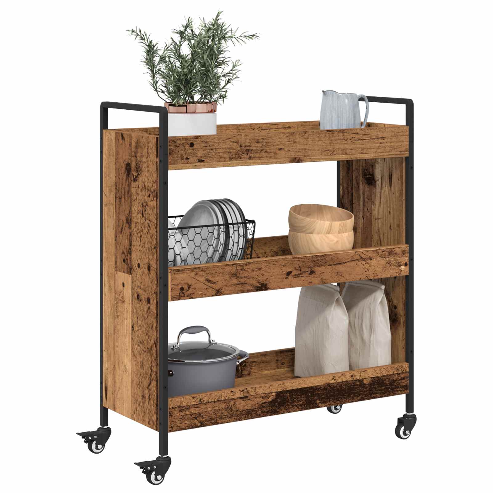 Küchentrolley Altholz 70 x 30 x 82 cm Holzwerkstoff