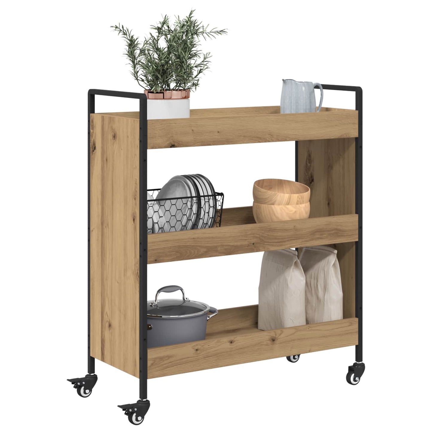 Küchentrolley Artisan-Eiche 70 x 30 x 82 cm Holzwerkstoff
