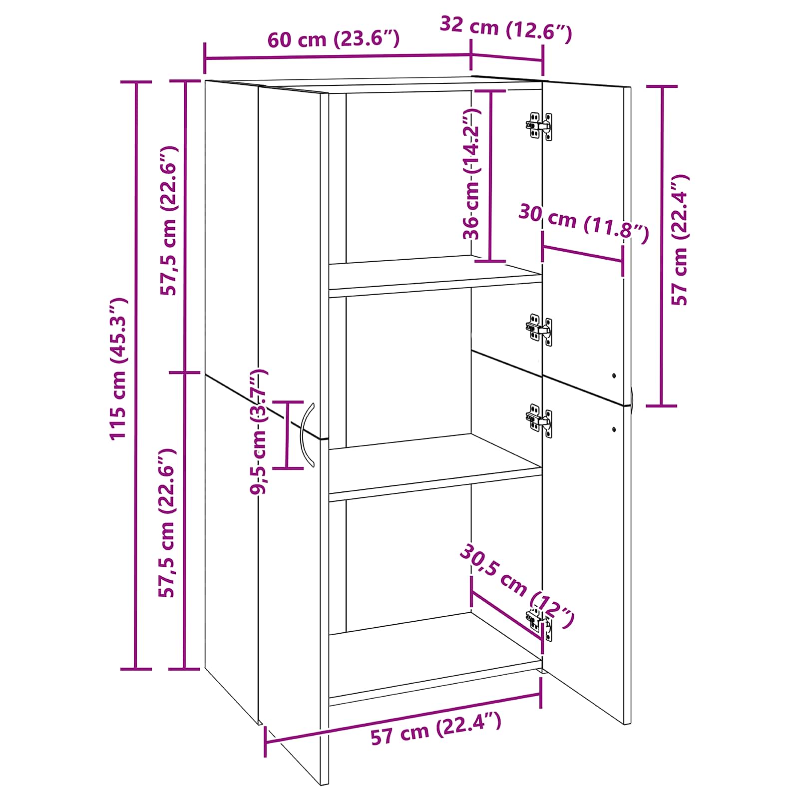 Büroschrank Altholz 60 x 32 x 115 cm Holzwerkstoff