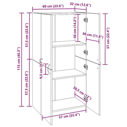 Büroschrank Artisan-Eiche 60 x 32 x 115 cm Holzwerkstoff