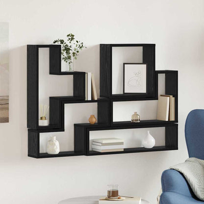 Wandregal Wandhalterung Schwarz Eichen-Optik 96 x 12 x 64 cm