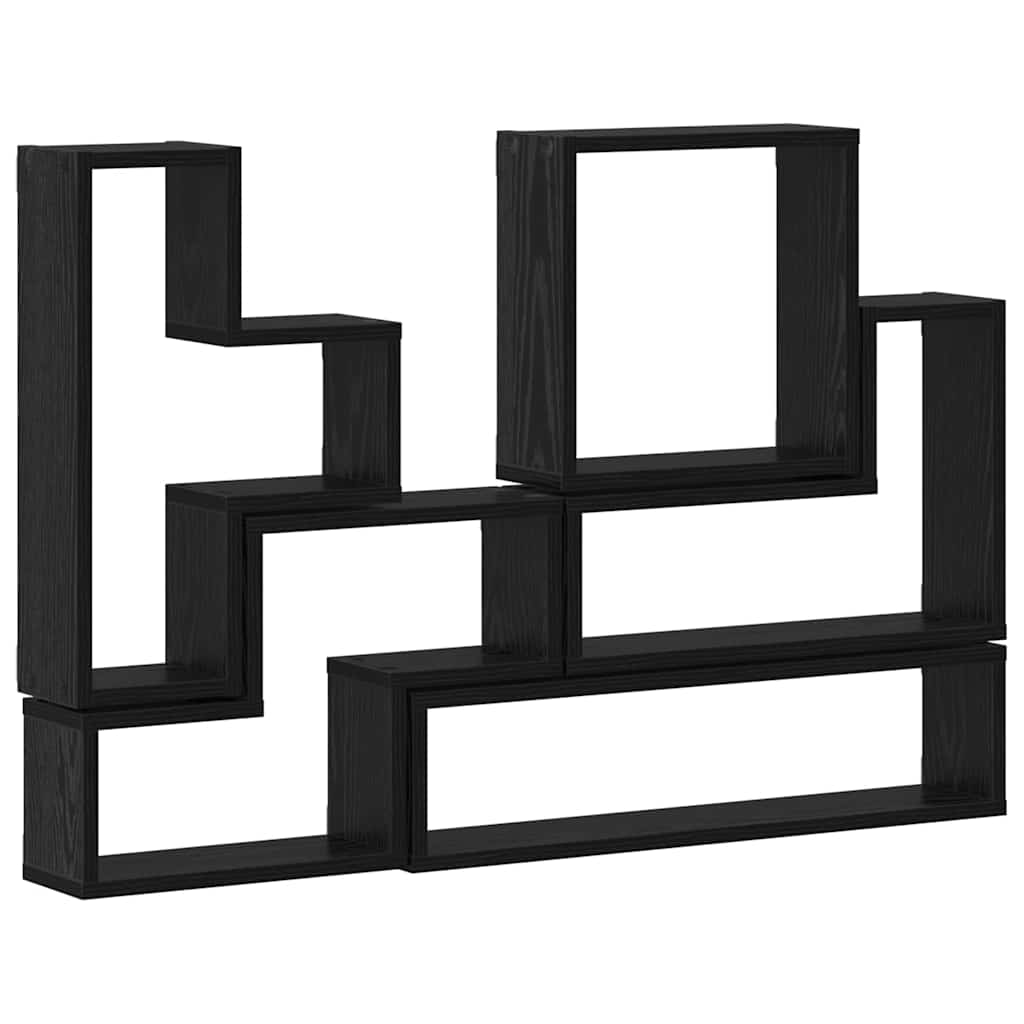 Wandregal Wandhalterung Schwarz Eichen-Optik 96 x 12 x 64 cm