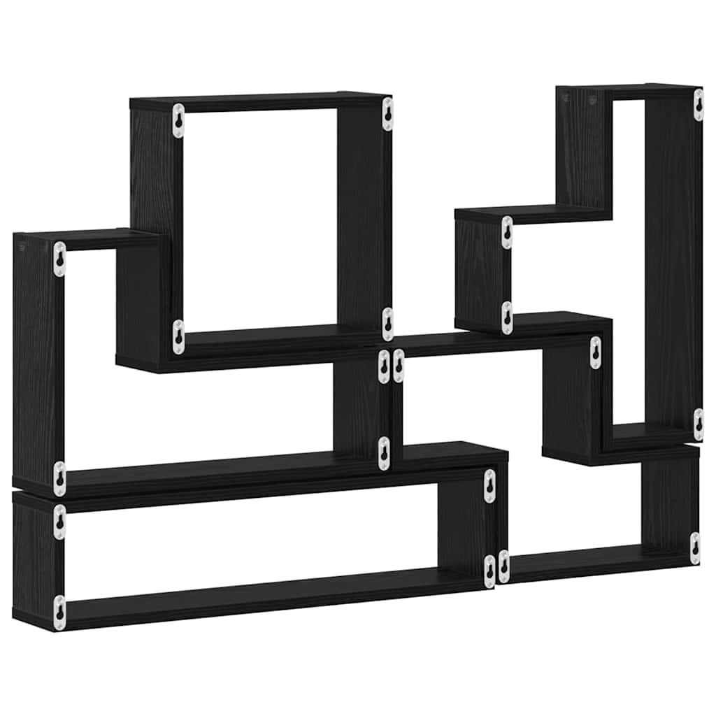 Wandregal Wandhalterung Schwarz Eichen-Optik 96 x 12 x 64 cm