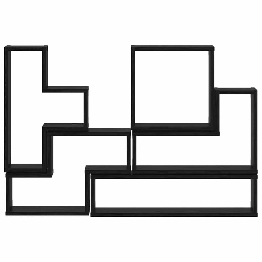 Wandregal Wandhalterung Schwarz Eichen-Optik 96 x 12 x 64 cm