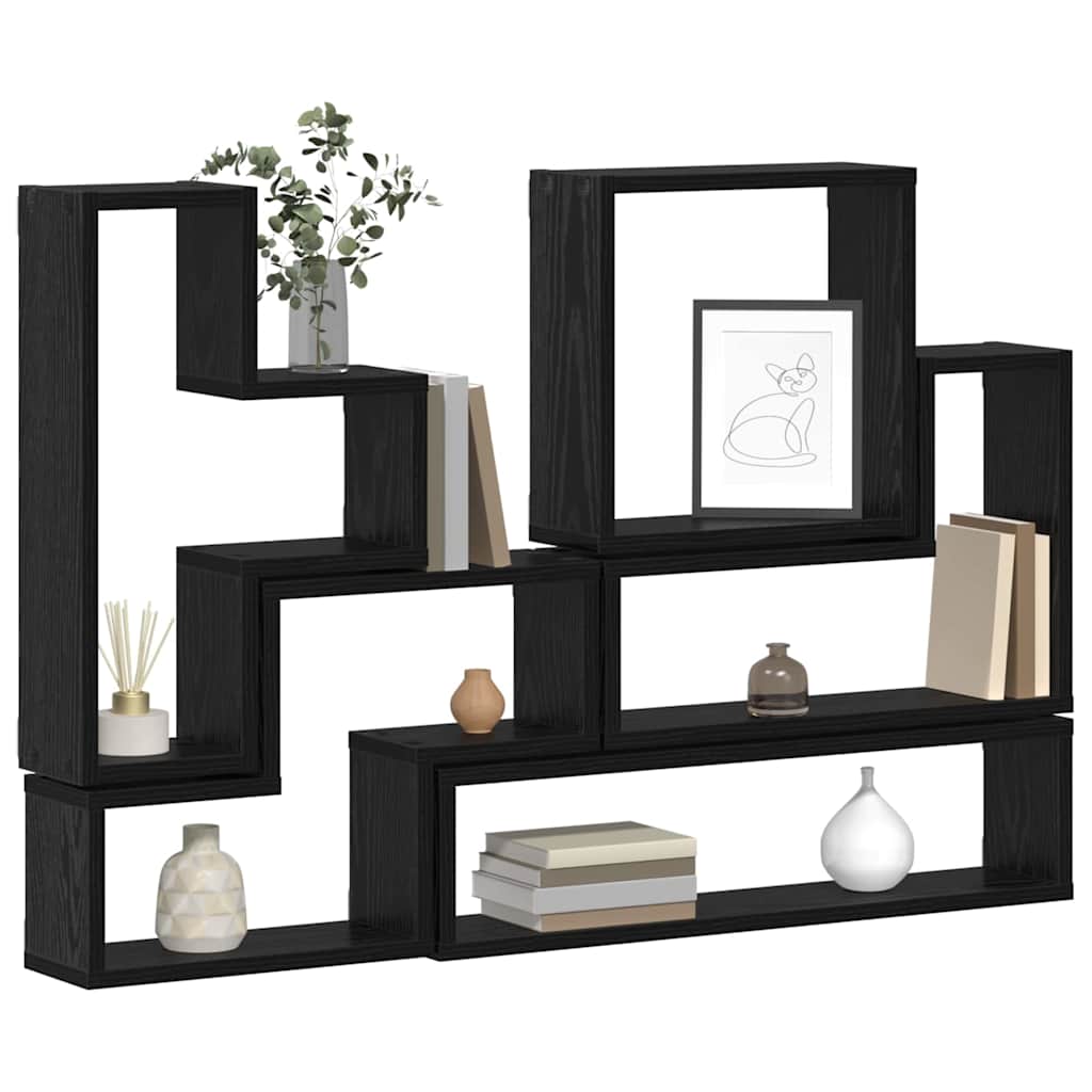 Wandregal Wandhalterung Schwarz Eichen-Optik 96 x 12 x 64 cm