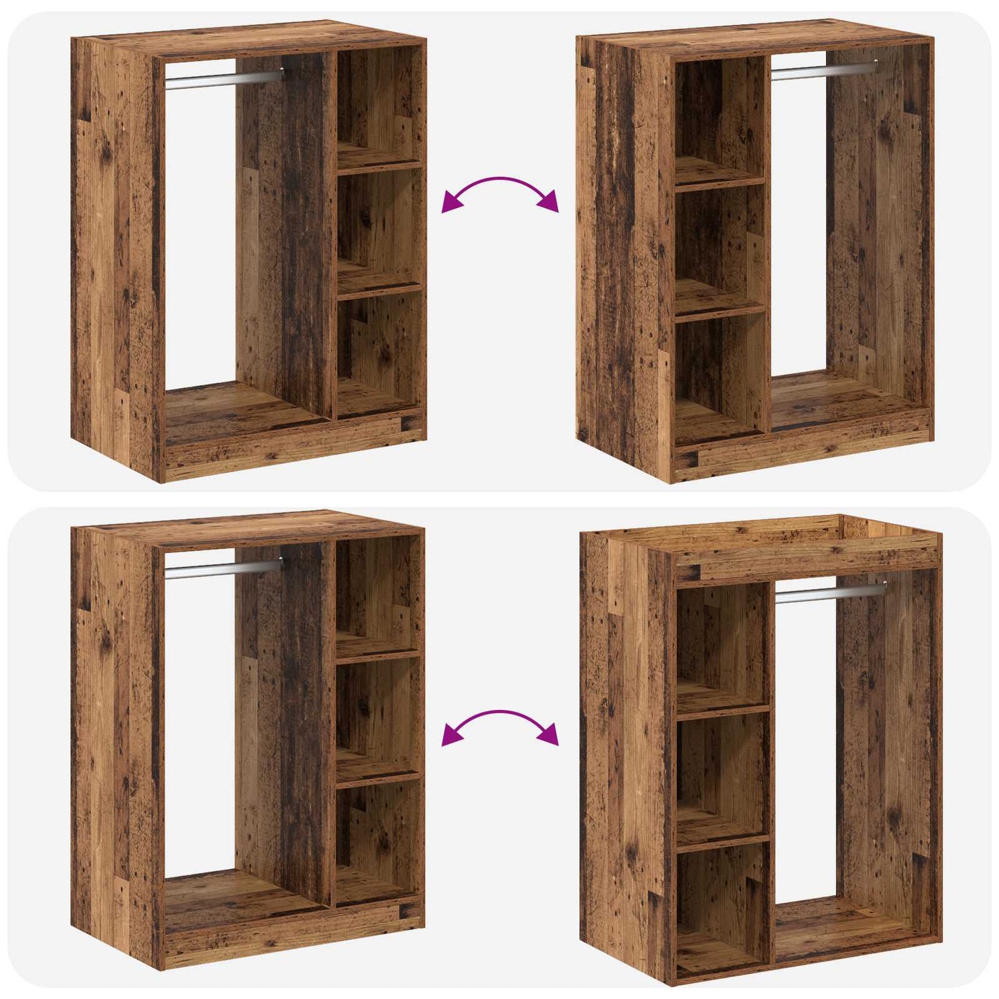 Kleiderschrank Altholz 77 x 48 x 102 cm Holzwerkstoff