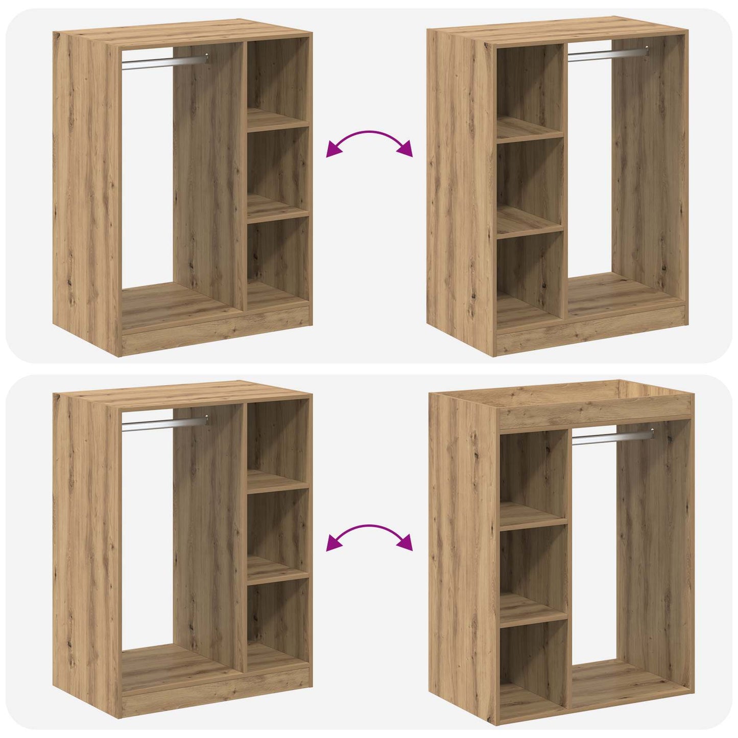Kleiderschrank Artisan-Eiche 77 x 48 x 102 cm Holzwerkstoff