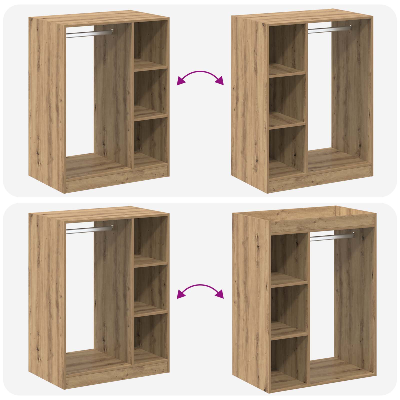 Kleiderschrank Artisan-Eiche 77 x 48 x 102 cm Holzwerkstoff