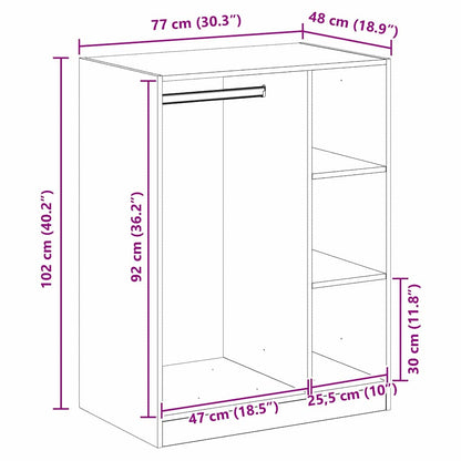 Kleiderschrank Schwarz Eichen-Optik 77 x 48 x 102 cm