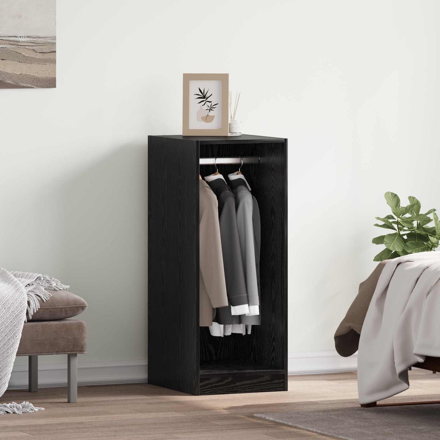 Kleiderschrank Schwarz Eichen-Optik 41 x 48 x 102 cm