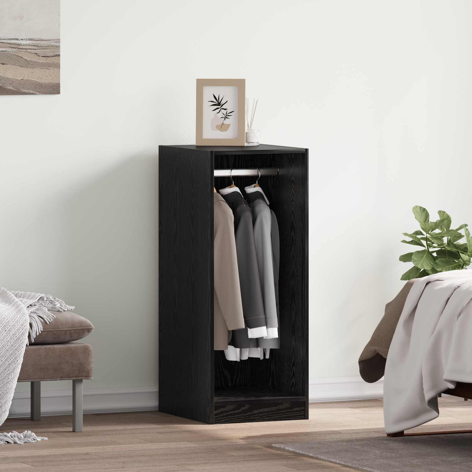 Kleiderschrank Schwarz Eichen-Optik 41 x 48 x 102 cm