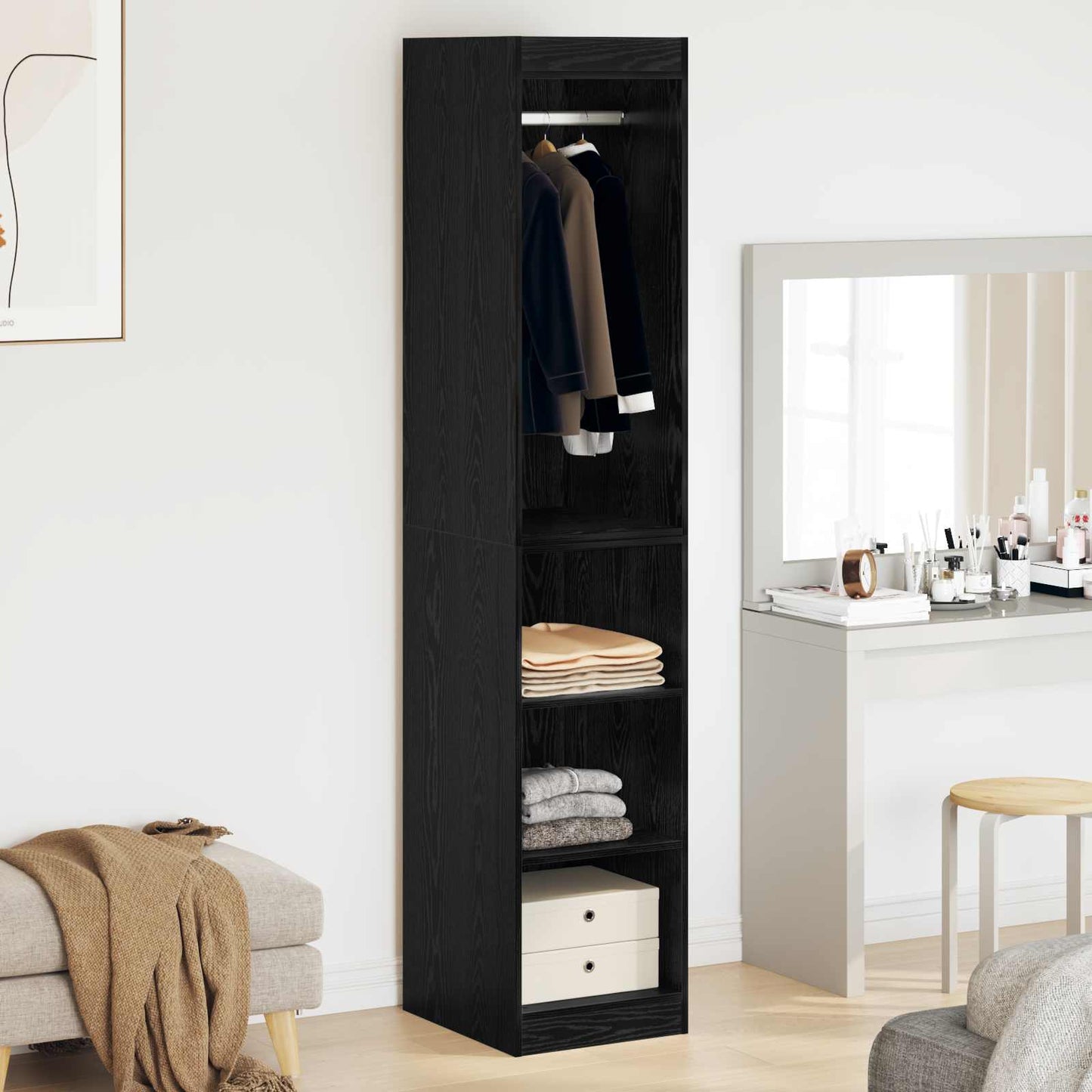 Kleiderschrank Schwarz Eichen-Optik 41 x 48 x 102 cm