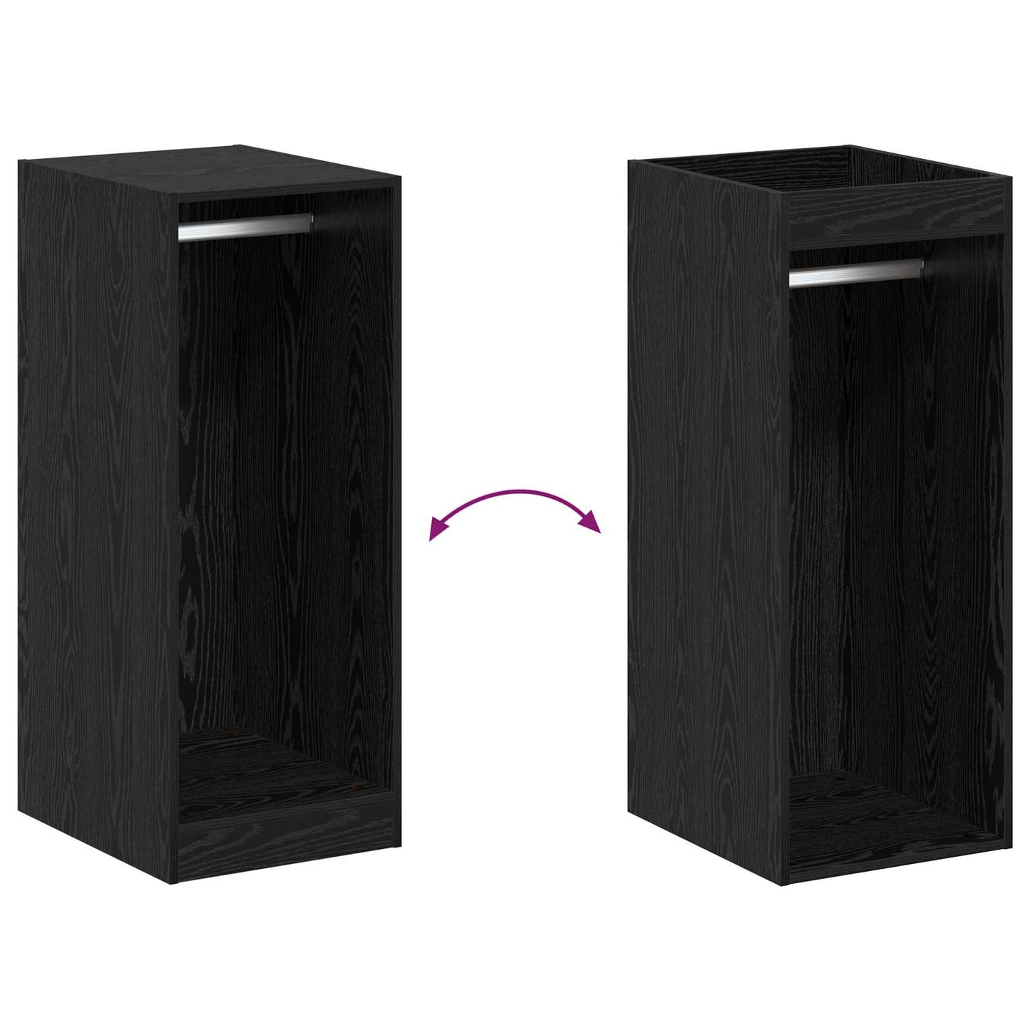 Kleiderschrank Schwarz Eichen-Optik 41 x 48 x 102 cm