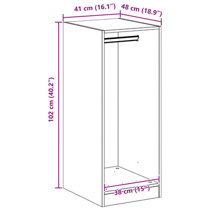 Kleiderschrank Schwarz Eichen-Optik 41 x 48 x 102 cm