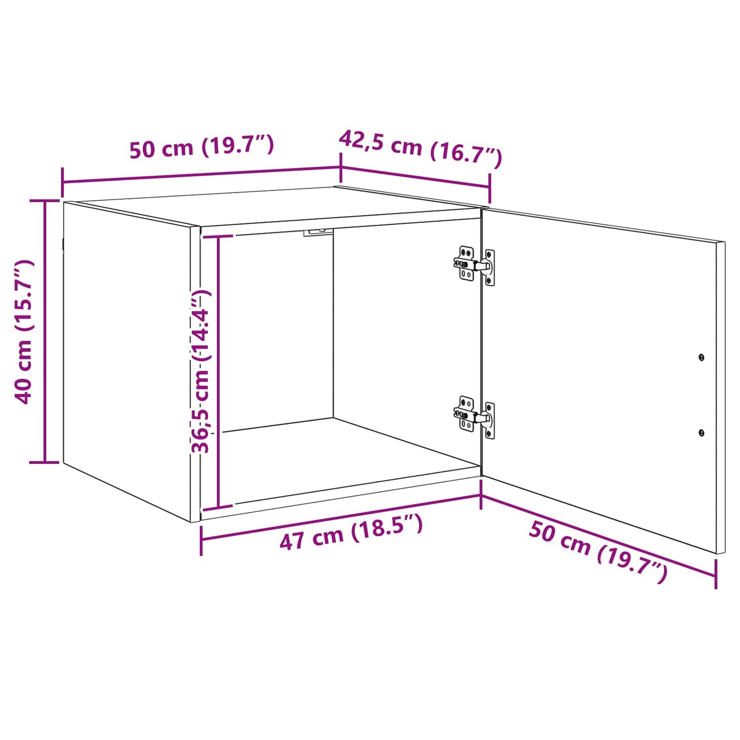 Wandschrank Artisan-Eiche 50 x 42,5 x 40 cm Holzwerkstoff