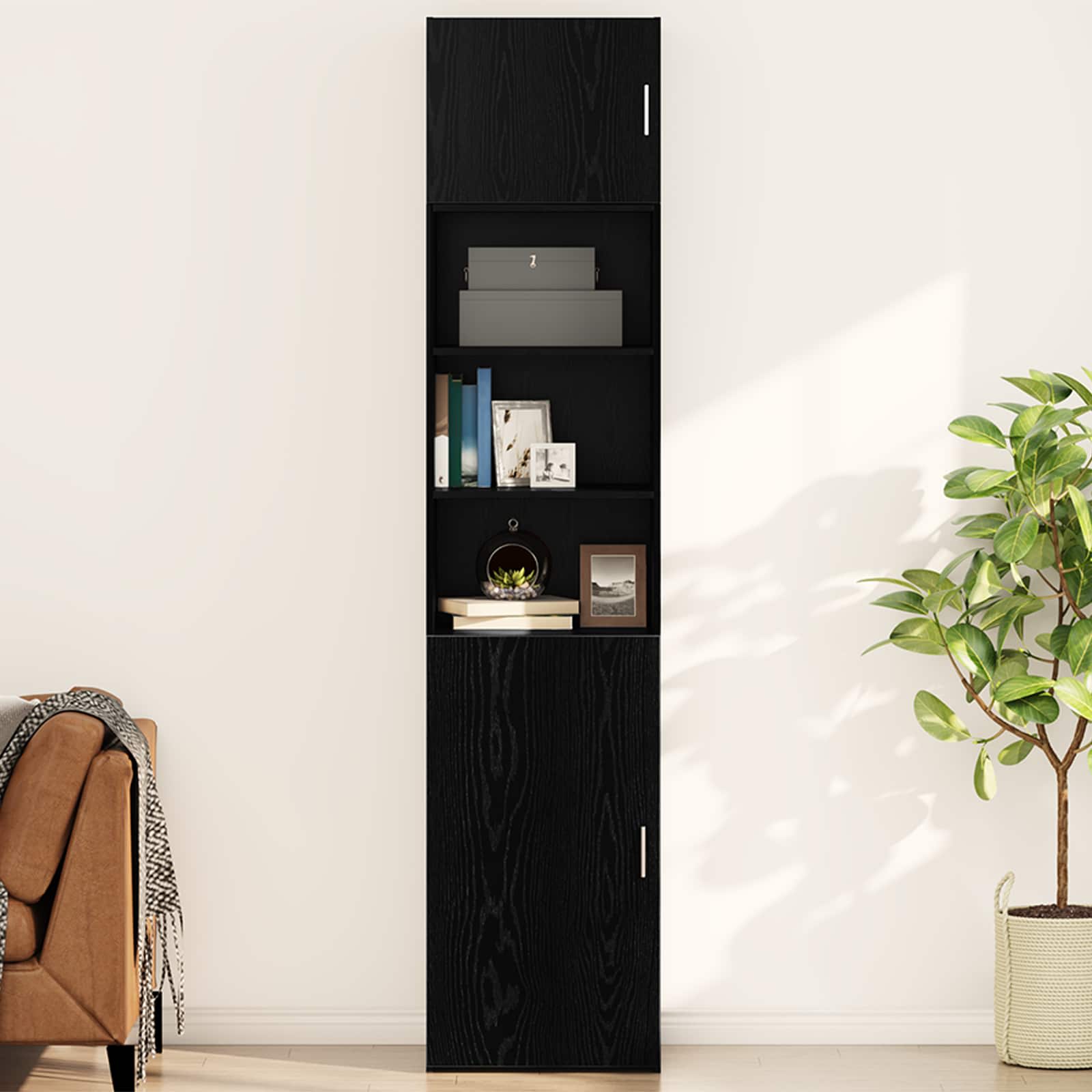 Wandschrank Schwarz Eichen-Optik 50 x 42,5 x 40 cm