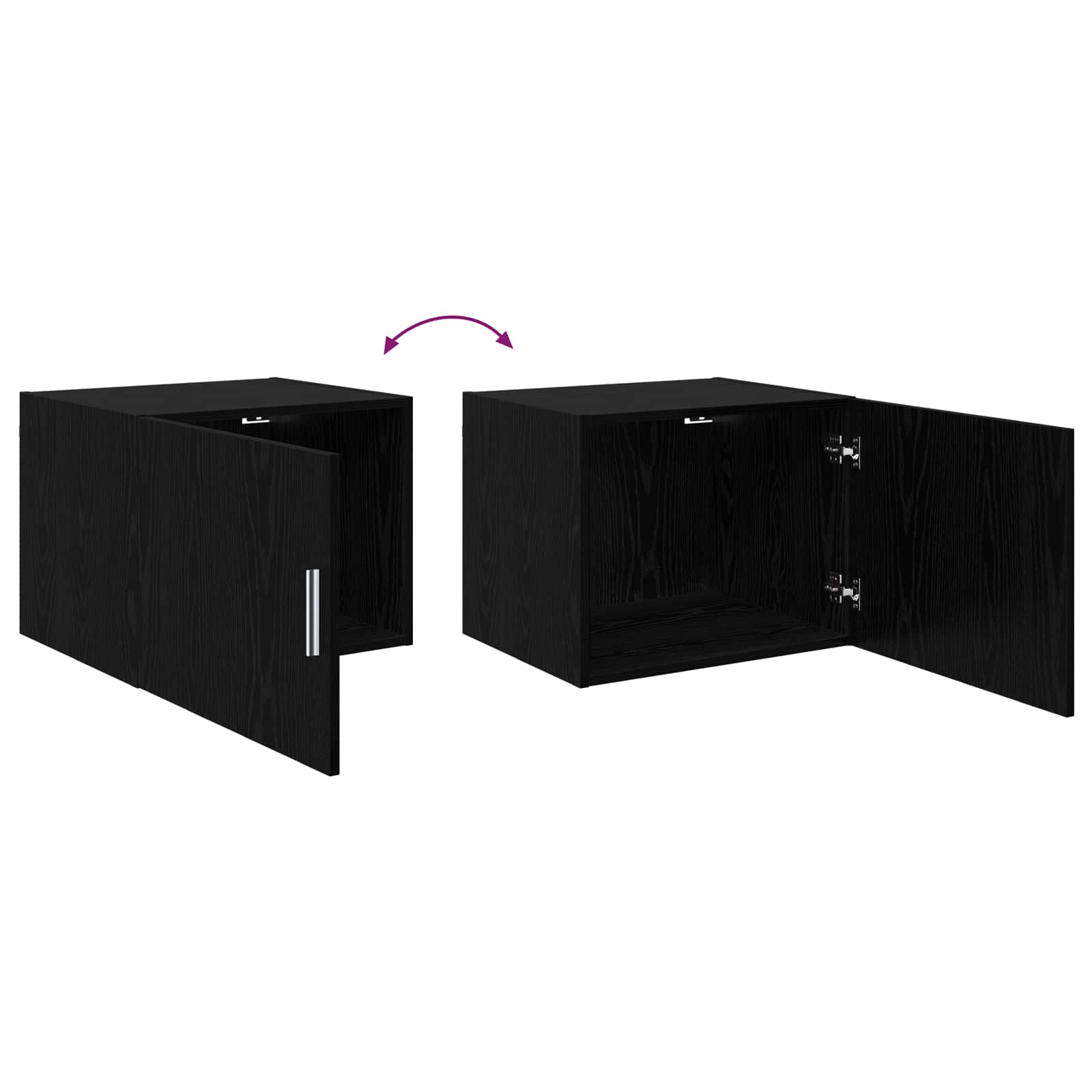 Wandschrank Schwarz Eichen-Optik 50 x 42,5 x 40 cm