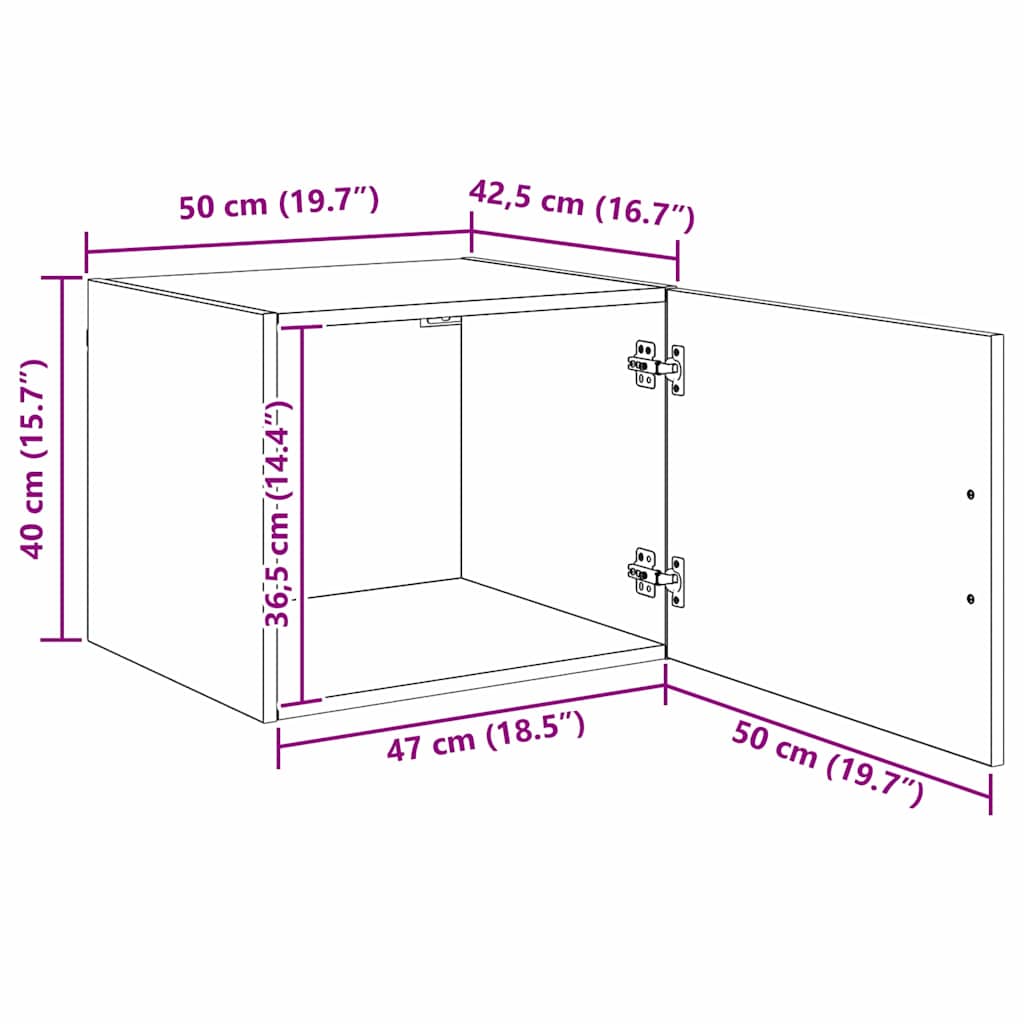 Wandschrank Schwarze Eiche 50 x 42,5 x 40 cm Holzwerkstoff