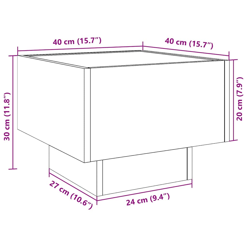 Couchtisch Schwarz Eichen-Optik 40 x 40 x 30 cm