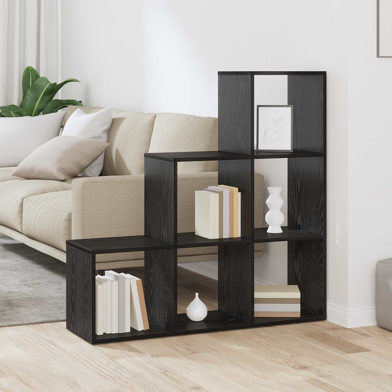 Raumteiler Bücherregal 6 Ebenen 99 x 29 x 99 cm Holzwerkstoff