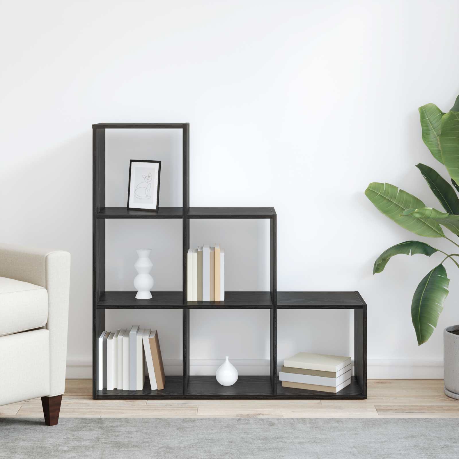 Raumteiler Bücherregal 6 Ebenen 99 x 29 x 99 cm Holzwerkstoff