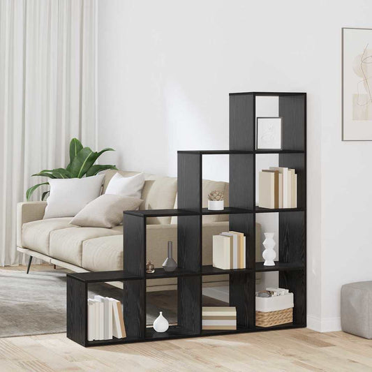 Raumteiler Bücherregal Schwarz Eichen-Optik