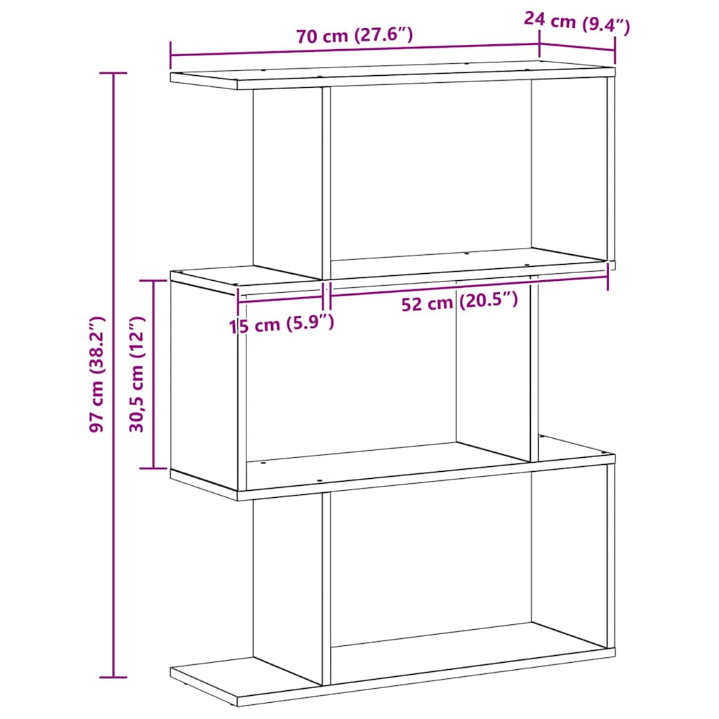 Bücherregal Grau 70 x 14 x 97 cm Holzwerkstoff