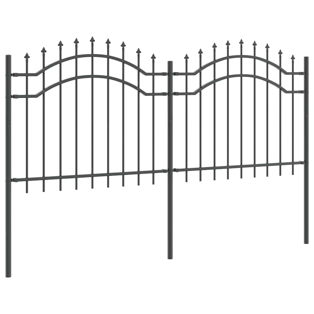 Gartenzaun WOERDEN 240 x 140 cm Pulverbeschichteter Stahl Grau