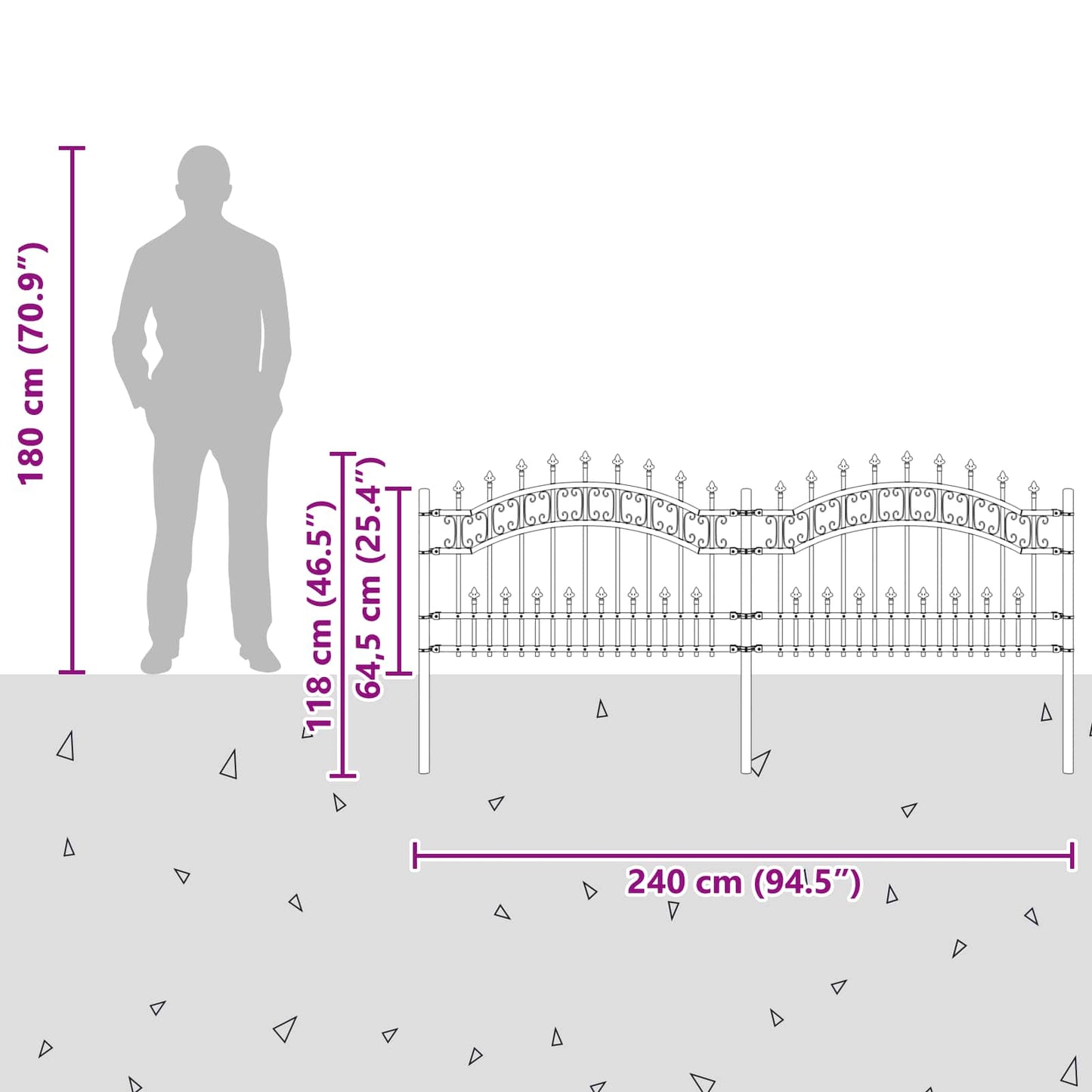 Gartenzaun KAMPEN 240 x 118 cm Mesh Pulverbeschichteter Stahl